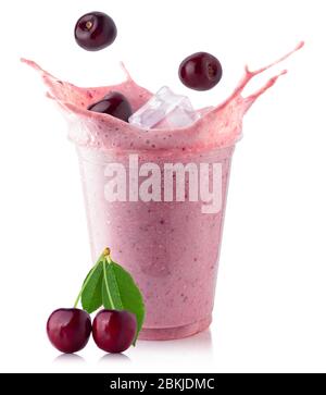 Kirschmilchshake im Glas Stockfoto