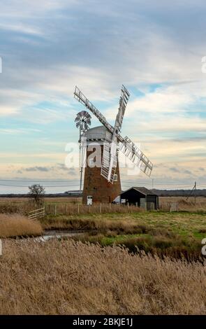 Horsey Windpump, Norfolk. Stockfoto