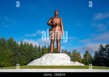 Nordkorea, Samjiyon, das Samjiyon Grand Monument, Statue von Präsident Kim Il Sung Young Stockfoto