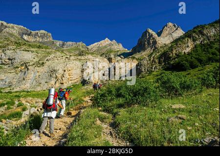 Spanien, Aragon, Nationalpark Ordesa und Monte Perdido, UNESCO-Weltkulturerbe, Bielsa, Val de Pineta Stockfoto