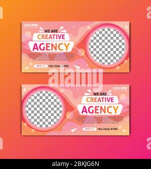 Facebook Cover Business Social Media Web Banner Gelb Rosa Gradient Stripe Template, Business Facebook Cover Social Media Post Banner Premium Vector Stock Vektor
