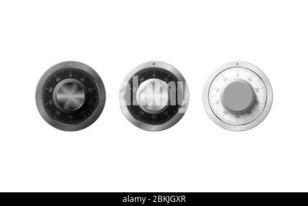Realistische Kombinationsverriegelung isoliert auf weißem Hintergrund. Datensicherheit. Vektorgrafik Stock Vektor