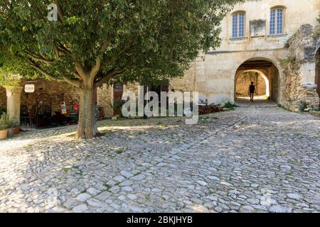 Frankreich, Vaucluse, regionaler Naturpark Luberon, Oppede le Vieux, Place de la Croix Stockfoto