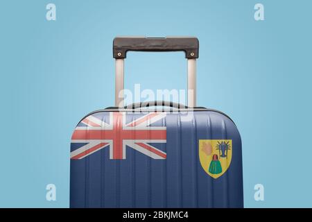 Koffer mit Turks- und Caicosinseln Flagge Design Reise Caribbean America Konzept. Stockfoto