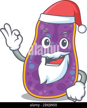 Shigella sp. Bakterien Santa Cartoon Charakter mit niedlichen ok Finger Stock Vektor