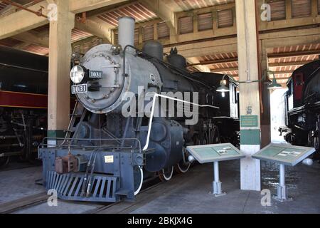 #1031 Dampflokomotive auf dem Display im North Carolina Transportation Museum. Stockfoto