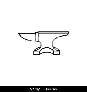 Line Art Blacksmith Iron Anvil Foundry Vintage Retro Logodesign Stock Vektor