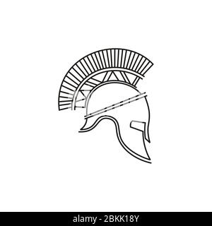 Trendige Linie Art Spartan Warrior Helm Logo Design. Stock Vektor