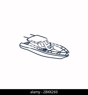 Moderne Linie Kunst Geschwindigkeit Boot Illustration Design Stock Vektor