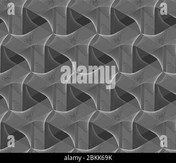 Guilloche grauer 3d-Grid-Hintergrund. Guilloche Vektor nahtlose Muster mit dünnen Linien Stock Vektor