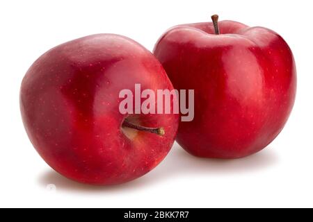 Rot köstlichen Apfelpfad auf weiß isoliert Stockfoto