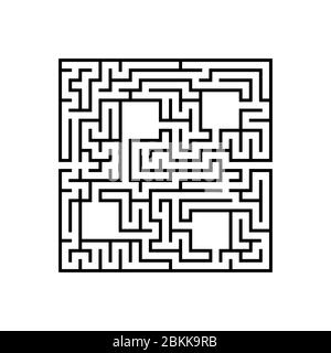 Abstact quadratisches Labyrinth. Lernspiel für Kinder. Puzzle für Kinder. Irrgarten Rätsel. Finden Sie den richtigen Weg. Vektorgrafik. Stock Vektor