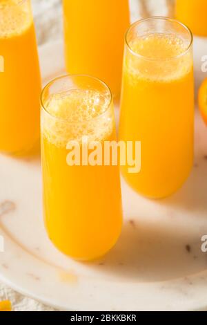 Alkoholfreies Champagner Mimosa mit Orangensaft trinkfertig Stockfoto