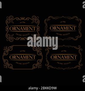 Set Aus Golden Frame Luxus. Rahmen Luxus mit goldenen Farben, Ornament Konzept, luxuriöse Abzeichen, Gold Label, Retro-Konzept. Trendy Vintage Royal Orname Stock Vektor