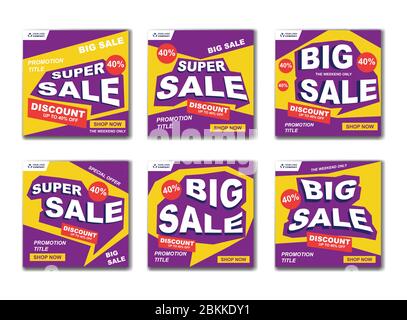 Set von modernen Flash-Sale Banner. Sonderangebot Für Große Angebote - Vorlage Promotion. Verlaufsdarstellung im farbigen Stil. - Vektor Stock Vektor