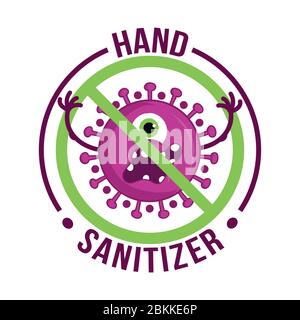 Handdesinfektionsmittel - antivirale antibakterielle Formel Vektor-Symbol. Antibakterielle Seife oder antiseptische Gel-Etikett, WC Bad Gel Reiniger antibakterielle Produkte Stock Vektor