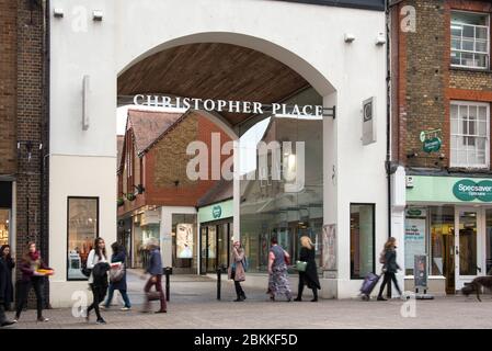 Eintritt zum Christopher Place Stockfoto