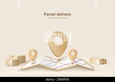 Paketzustellung. Konzept für schnellen Lieferservice, Vektorgrafik Stock Vektor