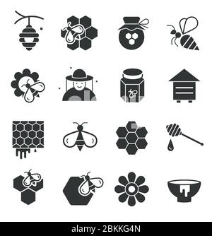 Biene und Honig Vektor-Icons set Stock Vektor