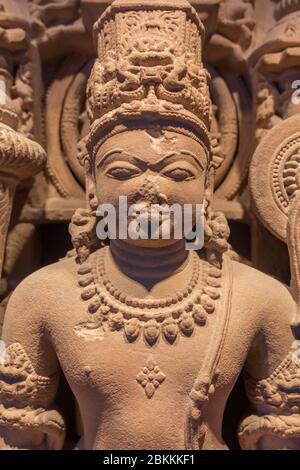 Vishnu in Meditation, Skulptur aus dem 9. Jahrhundert, Museum, Mathura, Uttar Pradesh, Indien Stockfoto