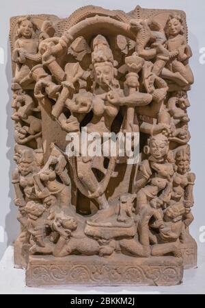 Chamunda, Skulptur aus dem 11. Jahrhundert, Museum, Delhi, Indien Stockfoto