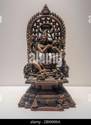 Uma Maheshvara, Shiva und Parvati, Bronze, Skulptur aus dem 11. Jahrhundert, Museum, Delhi, Indien Stockfoto