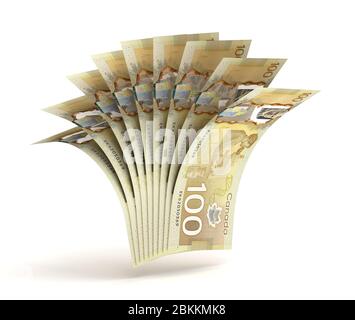 Viele kanadische Dollar (isoliert durch Clipping-Pfad) Stockfoto