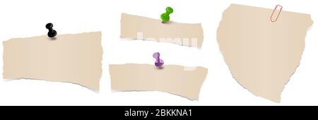 Braunfarbener Papierschrott mit Nadelsammlung Stock Vektor