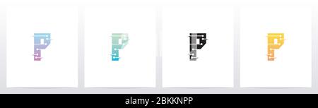 Horizontale Linien mit Punkten auf dem Logo-Design P Stock Vektor