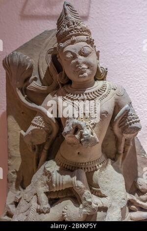 Bodhisattva Manjushri, 11. Jahrhundert, Skulptur, Sarnath Museum, Sarnath, Uttar Pradesh, Indien Stockfoto