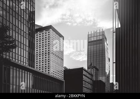 Hong Kong Moderne Architektur, Bild auf schwarz-weiß Stockfoto