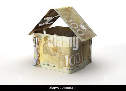 Immobilienkonzept mit kanadischen Dollar (isoliert durch Clipping Pfad) Stockfoto