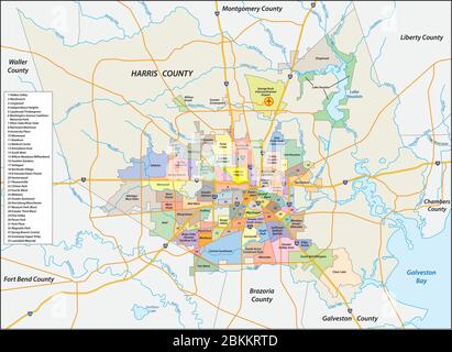 vektor-Nachbarschaftkarte der texanischen Stadt Houston, USA Stock Vektor