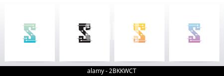 Horizontale Linien mit Punkten auf dem Logo-Design S Stock Vektor