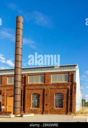 Gießerei aus rotem Backstein in der ehemaligen Midland Railway Workshops Midland Perth Western Australia. Stockfoto