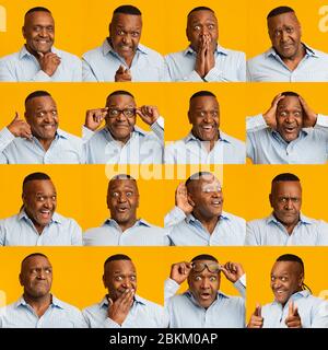 Collage aus Porträts afroamerikanischer Männer mittleren Alters Stockfoto