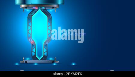 Blanko Display, Bühne oder Podium für Showprodukt oder Menschen modellieren im futuristischen Cyberpunk-Stil. Technologieumgebung für die Demonstration des Designs Stock Vektor