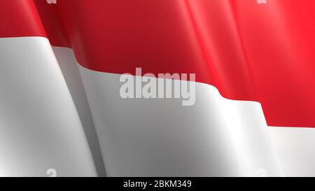 Wellenförmige Flagge von Indonesien Design Stockfoto