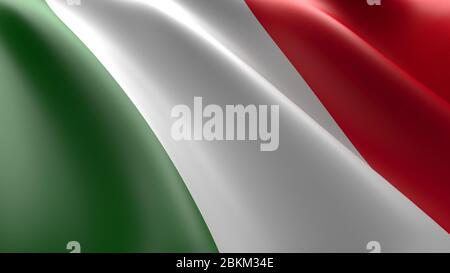 Wellenförmige Flagge von Italien Design. Geeignet für Hintergrundgrafikressourcen Stockfoto