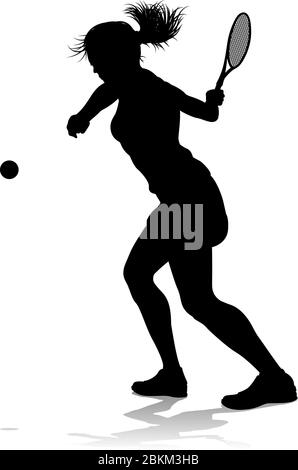 Tennis Silhouette Sport Spieler Frau Stock Vektor