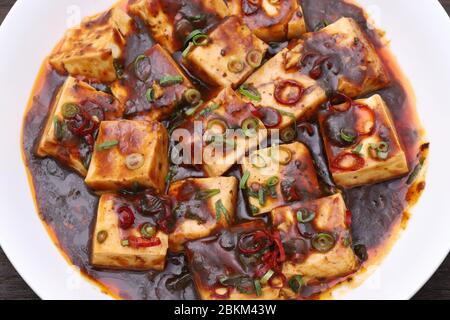 Chinesische Küche mapo doufu in einem Gericht Stockfoto