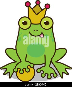 Der Frosch Prinz Märchen Charakter Cartoon isolierte Vektor-Illustration Stock Vektor