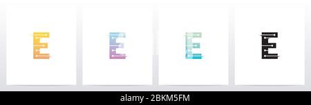 Horizontale Linien mit Punkten auf dem Logo-Design E Stock Vektor