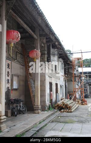 Gemeinsames Leben Gemeinschaft Lebensräume Höfe Häuser Hakka Wohndorf Stadt Stadthäuser in New Territories Hong Kong Stockfoto