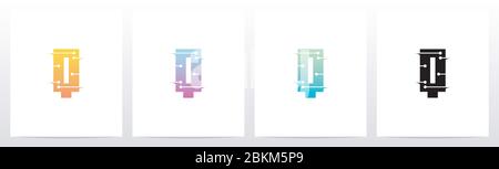 Horizontale Linien mit Punkten auf dem Logo des Buchstabs Q Stock Vektor