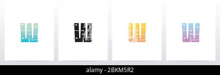 Horizontale Linien mit Punkten auf dem Logo „Letter“ Design W Stock Vektor