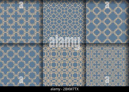 Set von luxuriösen Nahtloses Muster mit Ornament-Stil. Vintage-Konzept geeignet für Wallpaper, Karte, Einladung, Druckkunst, Vektor Hintergrund Stock Vektor
