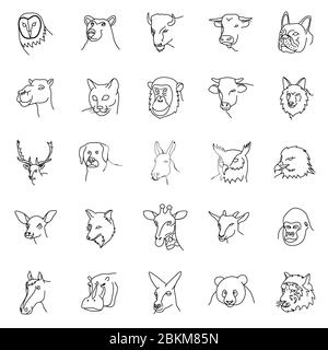 Tiere setzen Icon Vektor mit Outline-Stil, Pixel perfekt Stock Vektor