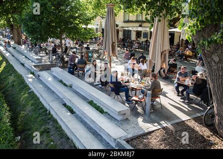 Ljubljana, Slowenien. Mai 2020. Die Menschen entspannen ...