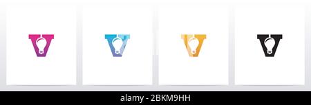 Glühbirne auf Letter Logo Design V Stock Vektor